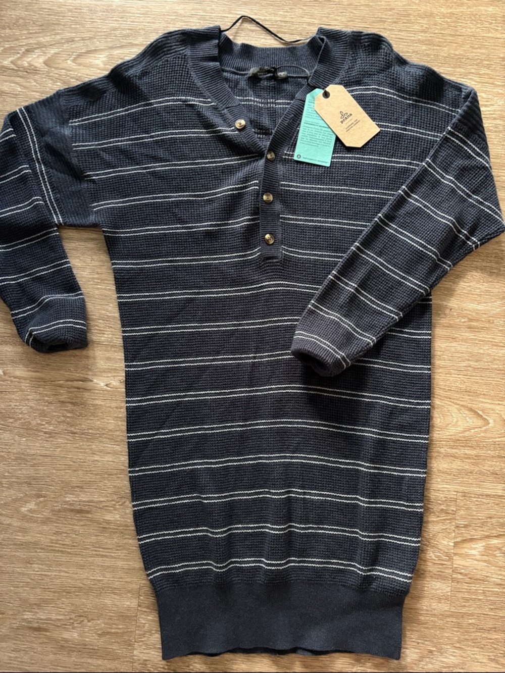 Prana Navy and White Milani Henley Sweater Dress - Picture 4 of 4